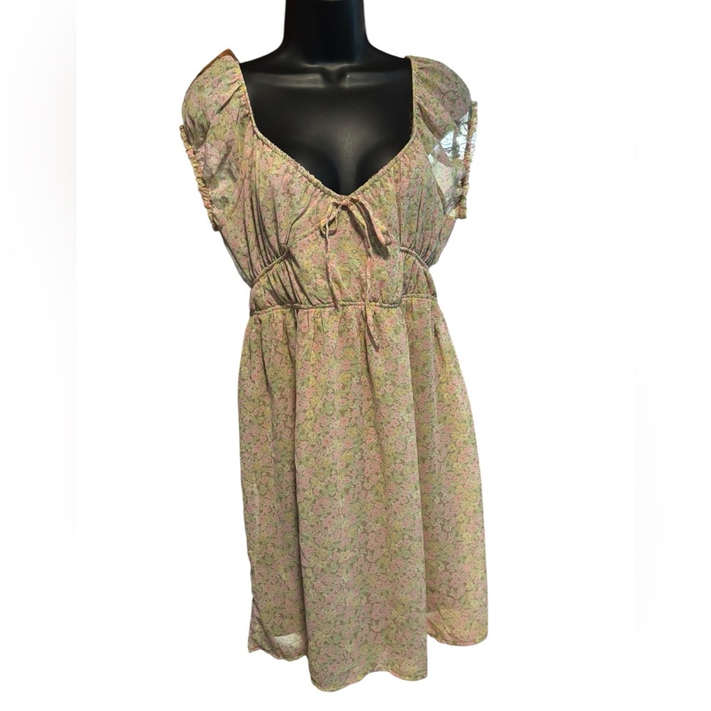 Almost Famous Pink and Green Floral Dress